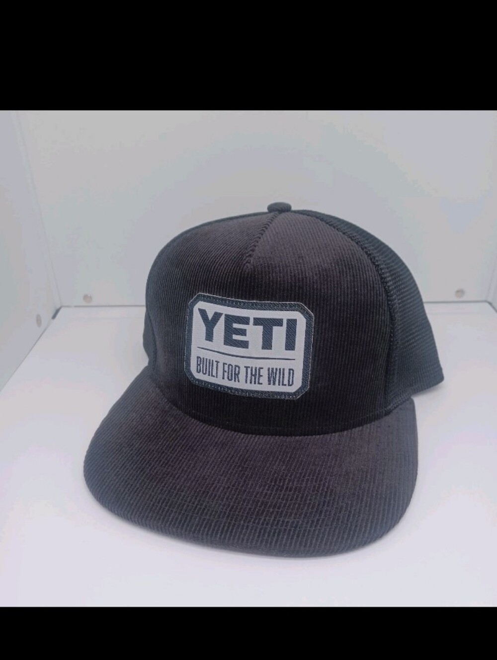 Yeti Black Corduroy Trucker Hat with Built For The Wild Patch